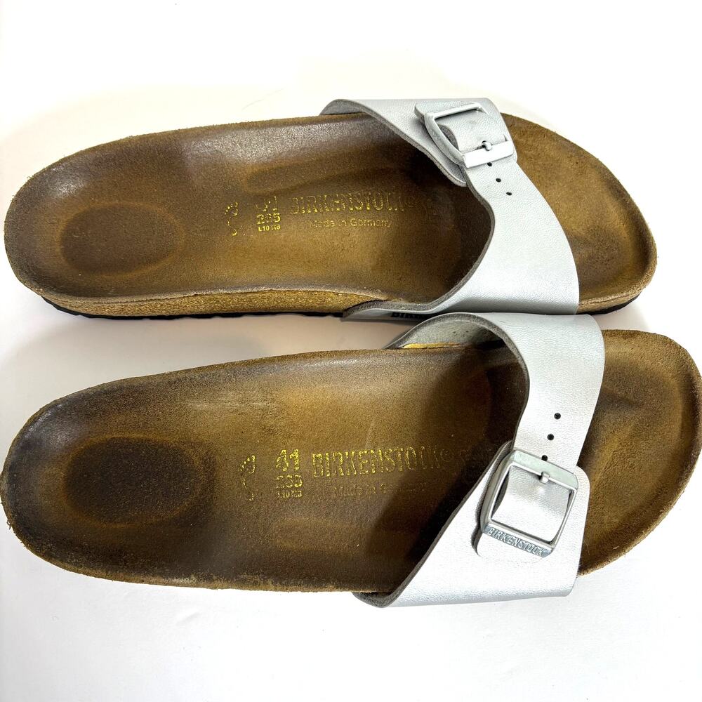 Birkenstock - Madrid Slip on Single Strap Sandal-Birko-Flor Silver Women Size 41 - Picture 2 of 10